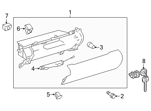 2015 Toyota Camry Glove Box Glove Box Assembly Stopper Diagram for 55054-06020