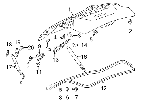 2017 Buick Envision Lift Gate Body Weatherstrip Diagram for 23386104