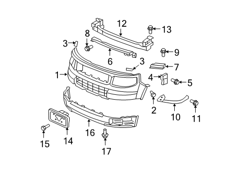 2007 Honda Element Front Bumper Tape Set, FR. Bumper Protection Diagram for 71104-SCV-A00