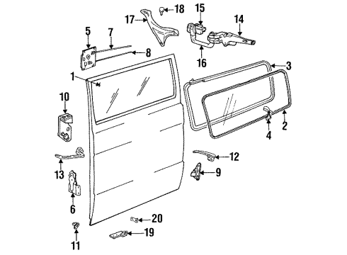 1992 Dodge B250 Cargo Door Sliding Door Latch Diagram for 4318440AA