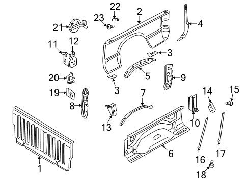 2006 Dodge Ram 1500 Front & Side Panels Screw-HEXAGON Head Diagram for 6508738AA