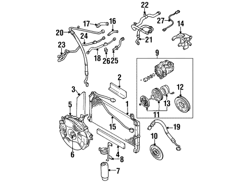 1998 Chevrolet Metro A/C Condenser, Compressor & Lines Seal, A/C Condenser Diagram for 91174027