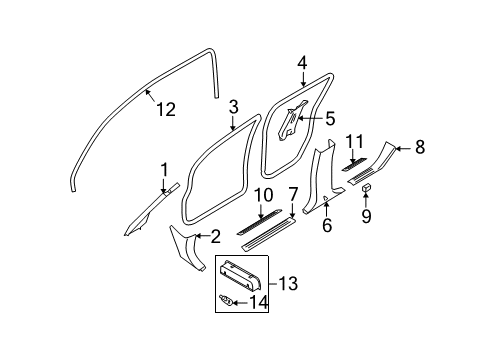 2010 Infiniti QX56 Interior Trim - Pillars, Rocker & Floor Seal-Body Side, Front LH Diagram for 80829-7S000