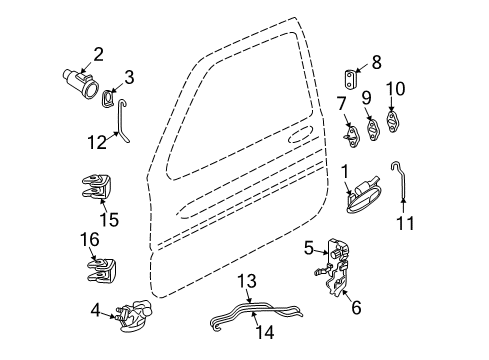 1998 Buick Century Front Door Handle-Front Side Door Inside *Dark Tradr Red Diagram for 10268468