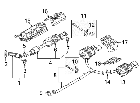 2017 Hyundai Sonata Exhaust Components Rear Muffler Assembly, Right Diagram for 28711-C1520