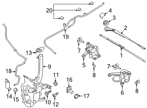 2016 Ford Fusion Wiper & Washer Components Wiper Motor Diagram for DS7Z-17508-M