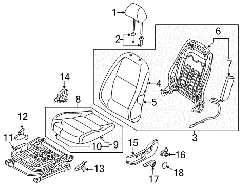 2020 Kia Rio Driver Seat Components Pac K Diagram for 88700H9000SKA