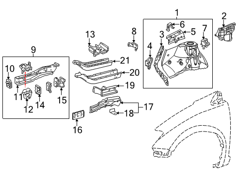 2017 Toyota Sienna Structural Components & Rails Side Reinforcement Diagram for 57044-08010