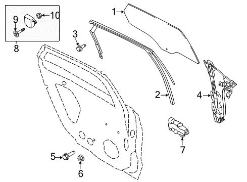 2020 Lincoln MKZ Rear Door - Glass & Hardware Run Channel Diagram for HP5Z-5425767-A