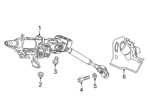 2018 Honda Civic Steering Column Assembly Column Assembly, Steering Diagram for 53200-TGH-A21