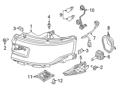 2015 Ford Flex Headlamps Composite Assembly Diagram for DA8Z-13008-H