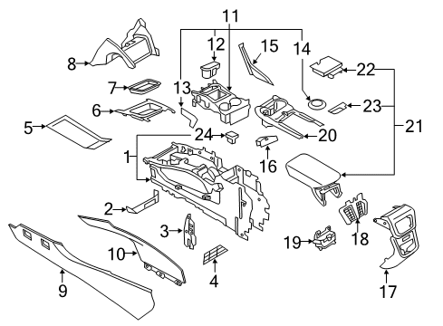 2017 Lincoln MKX Center Console Console Base Diagram for FA1Z-58045A36-AA