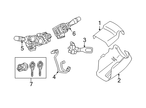 2012 Toyota Camry Shroud, Switches & Levers Lower Column Cover Diagram for 45287-06220-C0