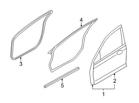 2011 Mercury Milan Front Door Door Weatherstrip Diagram for 6E5Z-5420531-AA