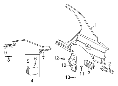 2001 Kia Optima Quarter Panel & Components Catch & Cable Assembly-F Diagram for 815903C000