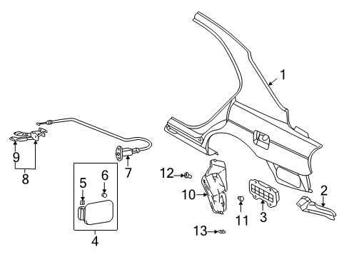 2001 Kia Optima Quarter Panel & Components Handle Assembly-Fuel FILER Diagram for 8157037001