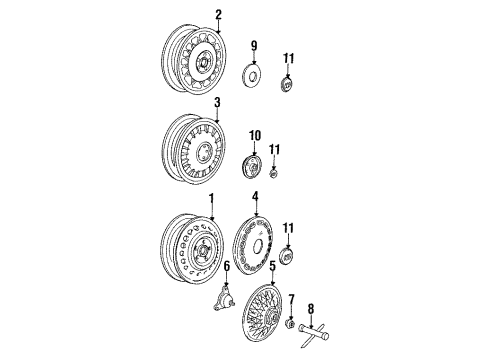 1994 Buick LeSabre Wheels Hub Cap Emblem (Tire & Wheel Drawing/Original Hous Diagram for 25551195