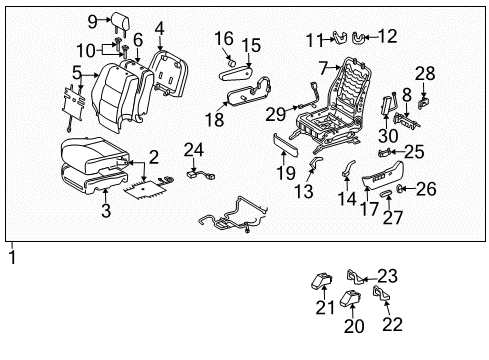 2008 Lexus RX350 Front Seat Components Frame Assy, Front Seat W/Adjuster, LH Diagram for 71120-0E010