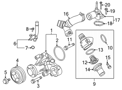 2022 Ford F-150 Water Pump Water Pump Diagram for BR3Z-8501-S