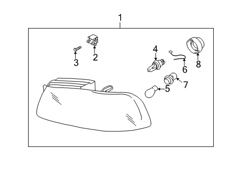 2002 Hyundai Accent Bulbs Passenger Side Headlight Assembly Composite Diagram for 92102-25050