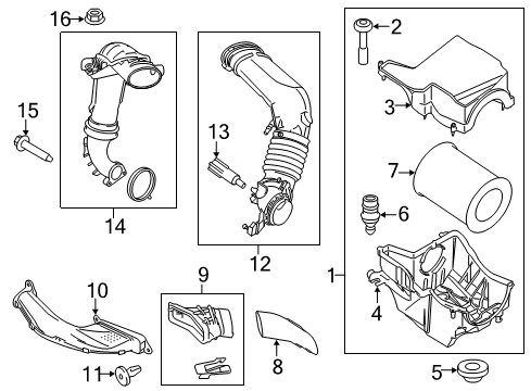 2016 Ford Transit Connect Air Intake Intake Hose Diagram for BV6Z-9C623-C