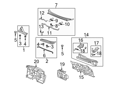 2012 Acura RL Cowl Dashboard (Lower) Diagram for 61500-SJA-A01ZZ