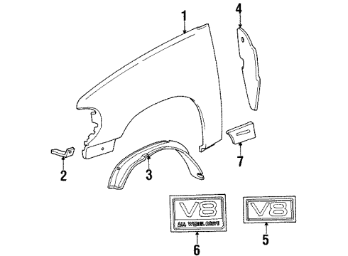 1998 Mercury Mountaineer Fender & Components, Exterior Trim Body Side Molding Diagram for XL2Z-16A038-AAPTM