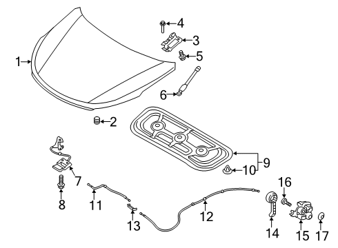 2021 Hyundai Santa Fe Hood & Components Cable Assembly-Hood Latch Release Diagram for 81190-S2150