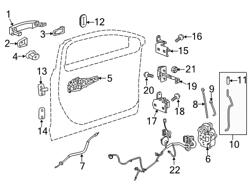 2014 Chevrolet Malibu Front Door - Lock & Hardware Upper Hinge Diagram for 20992730