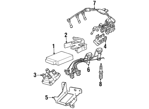 2002 Mercury Cougar Ignition System Cable Set Diagram for 1U2Z-12259-AA