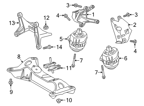 2022 Toyota GR Supra Engine & Trans Mounting Mount Bracket Diagram for 12311-WAA01