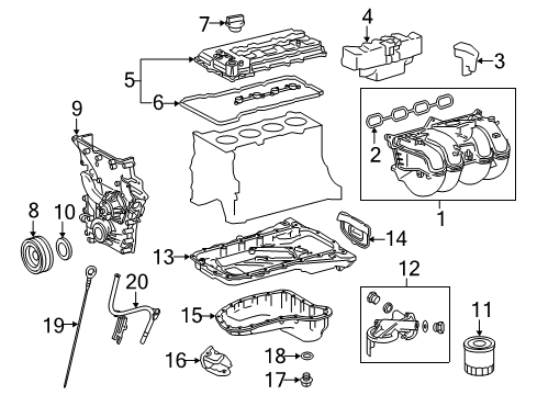 2021 Toyota Tacoma Intake Manifold Upper Oil Pan Shield Diagram for 12145-75010