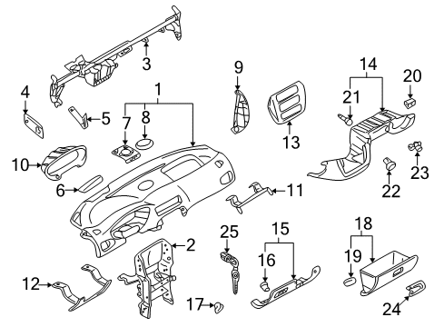 1999 Mitsubishi Galant Instrument Panel Nut-Spring Diagram for MB326019