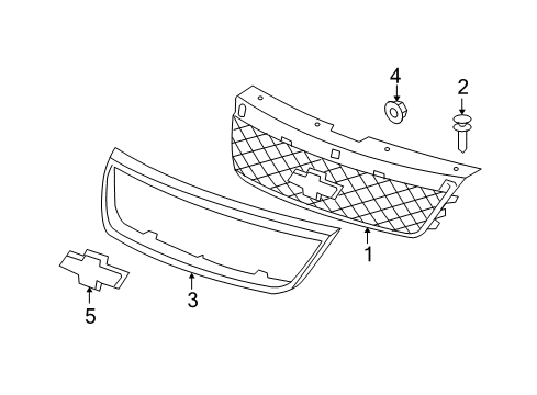 2007 Chevrolet Malibu Grille & Components Emblem Diagram for 10382588