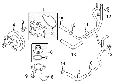 2020 Toyota 86 Water Pump By-Pass Hose Clamp Diagram for SU003-02172