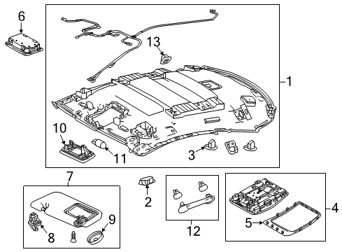 2020 Lexus RC F Interior Trim - Roof Lamp Assy, Map Diagram for 81260-24750-C0