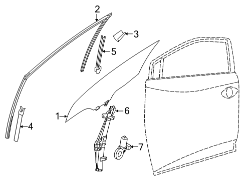 2015 Nissan Murano Front Door Glass Assy-Front Door Window, RH Diagram for 80300-5AA0A