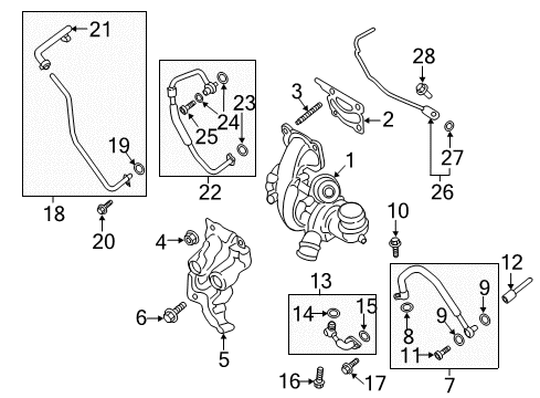 2017 Ford Escape Turbocharger Oil Return Tube Diagram for DS7Z-6L092-A