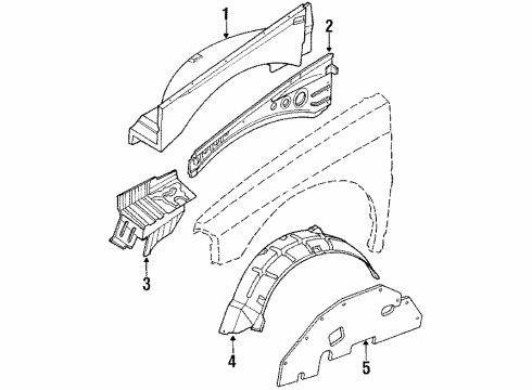 1993 Isuzu Pickup Inner Components - Fender Reinforcement, R. Cowl Side Engine Room Diagram for 8-97078-328-1
