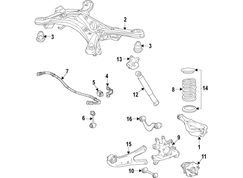 2020 Toyota Highlander Rear Suspension, Lower Control Arm, Upper Control Arm, Ride Control, Stabilizer Bar, Suspension Components Spring Seat Diagram for 48048-0E030