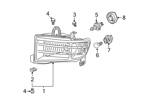 2009 Honda Ridgeline Bulbs Headlight Unit, Driver Side Diagram for 33151-SJC-A11