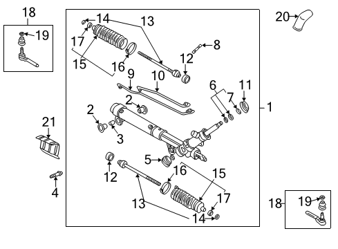 2001 Pontiac Aztek P/S Pump & Hoses, Steering Gear & Linkage Gear Kit, Steering (Remanufacture) Diagram for 19330434
