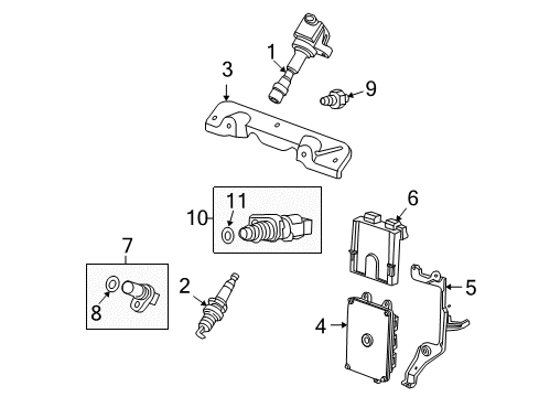 2012 Honda Fit Powertrain Control Coil Assembly, Plug To Diagram for 30520-RB0-S01