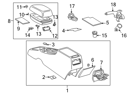 2004 Pontiac Vibe Parking Brake Latch, Front Floor Console Compartment Door Diagram for 88972973