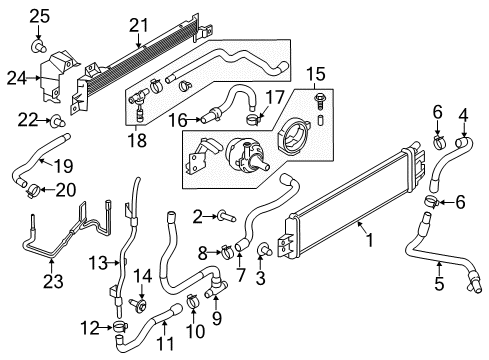 2016 Infiniti Q50 Radiator & Components Hose-Water Cooler, Inlet Diagram for 21307-5CA7A