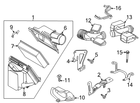 2021 Ford F-350 Super Duty Filters Air Cleaner Assembly Diagram for LC3Z-9600-D