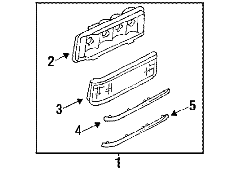 1987 Buick LeSabre Tail Lamps Lens & Trim Molding Asm (RH) Diagram for 16507412