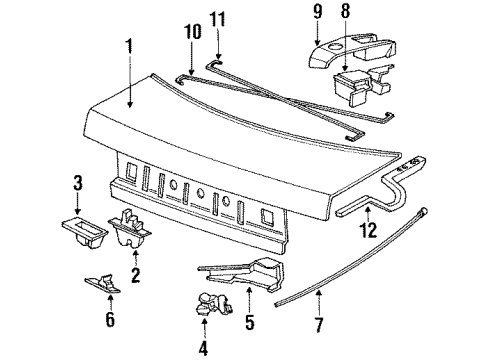 1989 Honda Accord Trunk Lid Seal, Trunk Lid Diagram for 74865-SE3-003