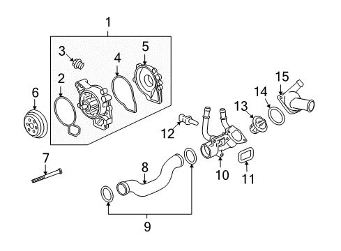 2008 Saturn Sky Cooling System, Radiator, Water Pump, Cooling Fan Thermostat Housing Diagram for 12590275