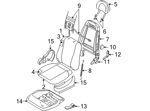 2000 Ford Focus Front Seat Components Headrest Diagram for YS4Z-54611A08-BCA